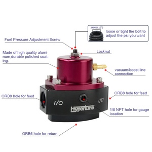 Régulateur de pression de carburant bypass réglable en aluminium billette <span class=keywords><strong>compatible</strong></span> <span class=keywords><strong>E85</strong></span> 12-880 avec raccords AN6*1 AN8*2 PQY-FPR98 - Product Image 6