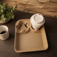 Support jetable en fibre de pulpe pour gobelets de café, thé, boissons chaudes à emporter avec plateau à collation