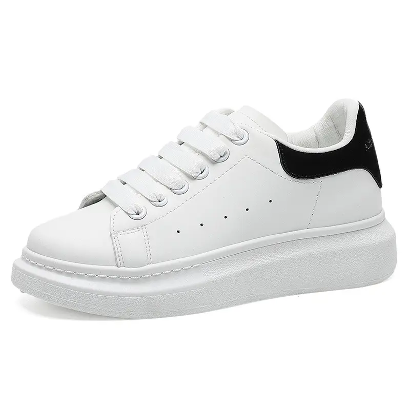 Small White Shoes Sport Shoes Walking Court Sneakers PU Leather Shoes Thick Soles Simple Adult Men's Casual Style Solid Color