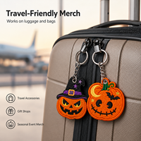Llaveros Personalizados de Calabaza de Halloween Bordados, Llaveros de Tela Personalizados para Bolsos y Mochilas, Proveedor de Artículos Promocionales