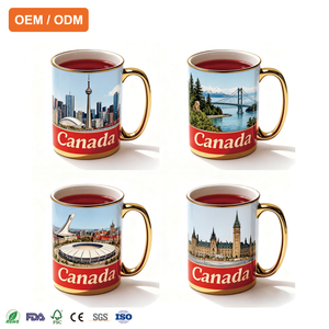 Nhà cung cấp Nhà máy tùy chỉnh Canada thành phố món quà lưu niệm yếu tố Glossy Cốc gốm với vàng xử lý lưu niệm cốc cà phê - Product Image 1
