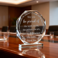 Trophée octogonal en acrylique personnalisé pour la reconnaissance des employés, idéal pour les événements d'entreprise et la reconnaissance des bénévoles