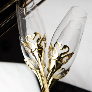 Flûte à <span class=keywords><strong>champagne</strong></span> en verre à double cœur fait à la main avec diamant - Product Image 6