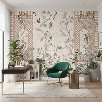 Revêtement mural auto-adhésif imperméable pour la maison, décoration tropicale, feuilles de palmier, perroquet, papier peint mural vintage à motifs floraux et d'animaux