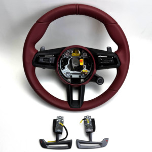 Volant en cuir véritable pour <span class=keywords><strong>Porsche</strong></span> 911 991 718 Cayenne Macan Panamera Taycan GT3 Carrera Boxster Cayman <span class=keywords><strong>Prix</strong></span> d'usine - Product Image 1
