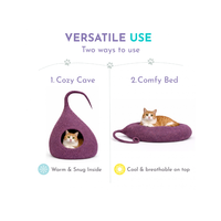 Niche pour chat en feutre de laine multicolore écologique pour un sommeil confortable de votre animal de compagnie