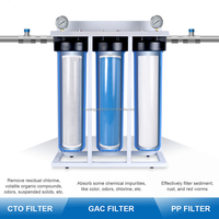 Système complet de filtration de filtre à eau bleu de 20 pouces à 3 étapes pour toute la maison