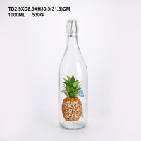 Bouteilles de kombucha de 1 litre, bouteilles en verre transparent pour soda, jus, eau, avec bouchon à bascule hermétique