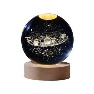 Lampe de nuit boule de cristal 3D Art déco lumière chaude écologique chargeur mural USB compact sortie 5V1A pour la décoration intérieure - Product Image 1