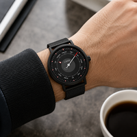 Montre de mode créative pour homme avec boussole, design à aiguille unique, bracelet en alliage et acier inoxydable, mouvement à quartz, étanche 30M