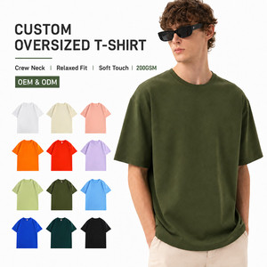 T-shirt surdimensionné 100 % coton 200 GSM OEM, logo personnalisé, streetwear premium pour homme, coupe décontractée, col rond, t-shirt uni vierge - Product Image 1