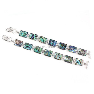 MOP103 Boho Beach Natural Jewelry Rectangle Abalone Paua <strong>Shells</strong> <strong>Bracelet</strong> - Product Image 4