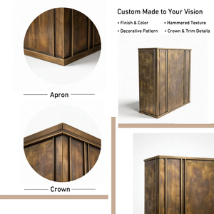 Hotte de cuisine murale encastrable sur mesure en laiton antique de calibre 16 pour villa de luxe - Product Image 6