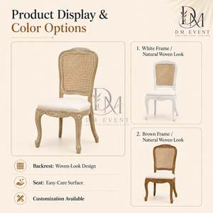 Carved Cane Back Wood Wedding <b>Chair</b> Upholstered Banquet <b>Chair</b> for Wedding Receptions Event Venues and Wholesale - Product Image 4