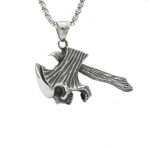 yunnique Skull And Axe Pendant Necklace Steel Black <b>Titanium</b> Steel Jewelry For Men Women Gift Fashionable Necklace - Product Image 5