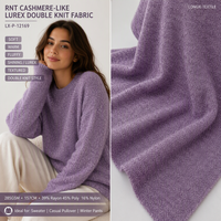 Pantalon pull RNT respirant en tricot imitation cachemire Lurex double, 39% rayonne, 45% polyester, 16% nylon, 285GSM, moelleux et brillant