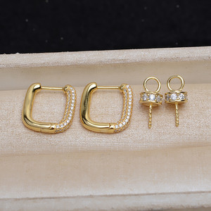 Pendientes de Plata de Ley S925 Wenchi con Cristales, 8-13 Perlas, 2 Accesorios para DIY con 4963 Broches y Bandeja Vacía, Modelo 16000 - Product Image 2