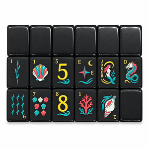 Jeu de Mahjong américain de luxe en acrylique noir de 160 tuiles, motif coquille de sirène élégant, gravé, pour un cadeau unique - Product Image 5