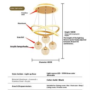 JACKSUN Gold LED 3-Farben Dimmbare Acryl-Kronleuchter mit Fernbedienung Kücheninsel-Beleuchtung Moderne Pendelleuchten - Product Image 6