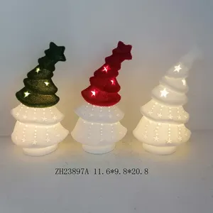 Personalizado Personalizado Família Ilumine LED Cerâmica Árvore De Natal Enfeites De Mesa
