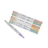 Surligneur à double pointe en forme de bâtonnet, encre fluorescente, personnalisé, pointe oblique pastel, lot de 6 couleurs, sans bavure, pour la Bible et le journaling