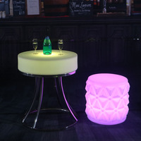 Ensembles de tables de bar lumineuses à LED, imperméables, en plastique, durables, à changement de couleur, tables basses combinées pour l'extérieur, pour hôtel, salon