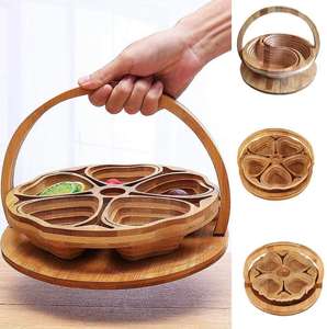 Cesta de frutas dobrável de bambu natural, fábrica - Product Image 5