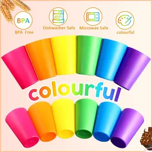 Colorful Kids Cups Custom BPA Free Plastic Stackable Kids Children Juice Drinking Cup For Parties School
