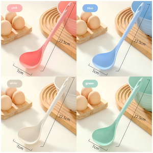 22.5cm <span class=keywords><strong>de</strong></span> Long biodégradable paille <span class=keywords><strong>de</strong></span> blé <span class=keywords><strong>Chef</strong></span> cuillère résistant à la chaleur outil <span class=keywords><strong>de</strong></span> cuisine produits en caoutchouc ovale cuillère à soupe - Product Image 3