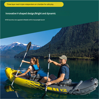 Kayak Inflable K1 K2 en Oferta, Bote de Pesca de PVC, Balsa para 2 Personas, Bote Resistente para Navegar, Amarillo/Verde, 1 Año de Garantía