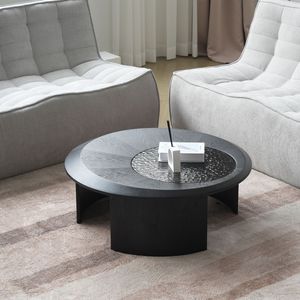 Mesa de Centro Moderna de Madera Creativa con Tapa de Pizarra Negra, Envío Directo, Muebles de Sala de Estar con Panel de Madera Ovalado, Voxhome USA - Product Image 3