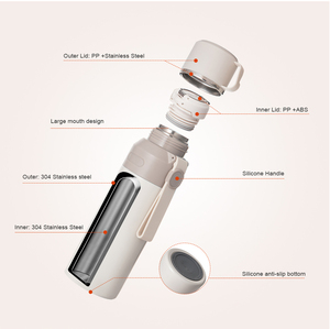 Đôi tường phích chai chân không <span class=keywords><strong>Flask</strong></span> <span class=keywords><strong>0.8L</strong></span> 1L thép không gỉ cách nhiệt xách tay du lịch chai nước với cup Nắp - Product Image 5
