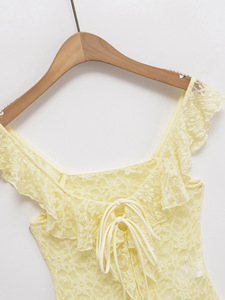 Women's Irregular Ribbon Lace Tie Strap Casual <b>Top</b> Fashion - Product Image 6