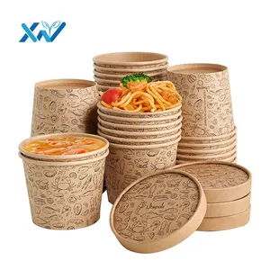 Disposable Food Container Paper Box recyclable material Food Microwave 8oz Paper Bowl from China
