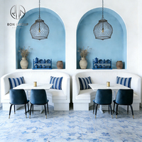 Meubles de café et de restaurant en marbre courbé, banquette, table, siège de banquette, canapé pour café
