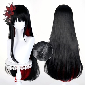Peluca de Cosplay Sintética de 80cm, Negra y Roja, Estilo Mágico, Anime, Nikaido <span class=keywords><strong>Hiro</strong></span>, para Halloween y Fiestas - Product Image 1