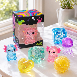 Animales de Gelatina Brillante Transparentes de TPR, Cubo de Narval, Pelota de Burbuja, Juguete Sensorial Antiestrés, Recuerdo de Cumpleaños, Paquete a Granel - Product Image 3