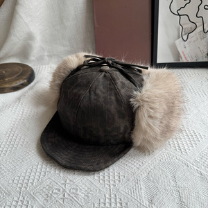<b>Leopard</b> <b>Print</b> Plush Duckbill <b>Hat</b> With Ear Flaps Keep Warm Windproof Bucket <b>Hat</b> For Women Autumn Winter Outdoor Use - Product Image 1