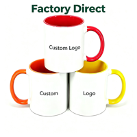 Vente en gros de tasses en céramique en porcelaine de 11 oz, deux couleurs, sublimation personnalisée, tasse vierge personnalisable, sans BPA, passe au micro-ondes, pour les petites entreprises