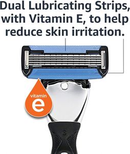 In the Trend 5 Blade Stainless Steel Pivoting Head <b>Razor</b> with Rubber Handle Non-Disposable for Men's Face Shave - Product Image 3