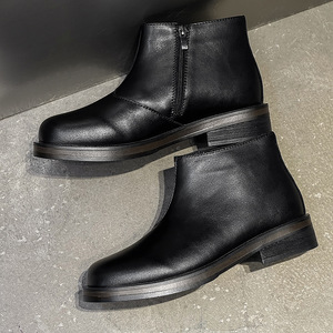 Chaussures montantes en cuir véritable pour hommes, style britannique, semelle épaisse, bottines d'été décontractées rétro 2026 - Product Image 1