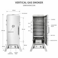 Fumoir à gaz en acier inoxydable avec 4 niveaux, allumage électronique, pour barbecue extérieur, avec crochets