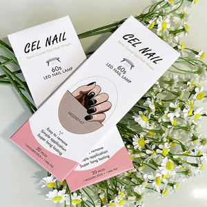 Tiras de uñas 3D UV /LED de larga duración Gel semicurado Envolturas de uñas perforadas en negro 20 dedos Pegatinas de uñas francesas Temperamento Suave - Product Image 4