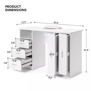 Meuble de salon multifonctionnel : <span class=keywords><strong>Table</strong></span> de <span class=keywords><strong>manucure</strong></span> de haute qualité avec tiroirs et étagère à vernis à ongles blanche - Product Image 3