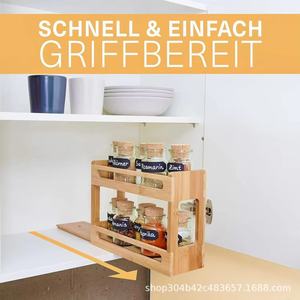 Wooden double-layer spice <b>rack</b>, multi-functional countertop spice <b>storage</b> <b>rack</b>, movable spice <b>bottle</b> food <b>storage</b> <b>rack</b> - Product Image 2