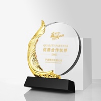 Trophée de sport personnalisé Trophée rond de musculation Médailles et trophées en acrylique Souvenir Fabrication de cristaux personnalisés Récompenses en verre