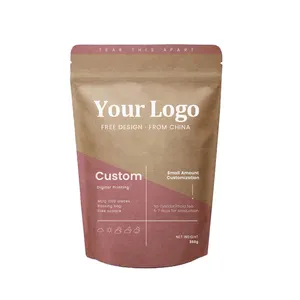 Brown Ziplock Kraft Craft Paper Standing Up Pouches Food Packaging Nut Coffee Bean Powder Zipper Bags