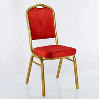 Chaise de banquet empilable en tissu jacquard rembourré avec cadre en métal plaqué or pour hôtel, mariage, restauration et événements