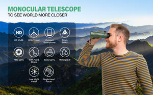 80x x تلسكوب أحادي العين عالي القدرة مع محول هاتف ذكي وحامل ثلاثي القوائم مثالي لمشاهدة الطيور في الحياة البرية والمشي لمسافات طويلة وفي الهواء الطلق - Product Image 6