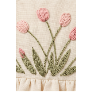 Combinaison en coton pour bébé fille avec broderie florale, manches à pétales, body d'été à fermeture à pression, respirant et mignon - Product Image 6